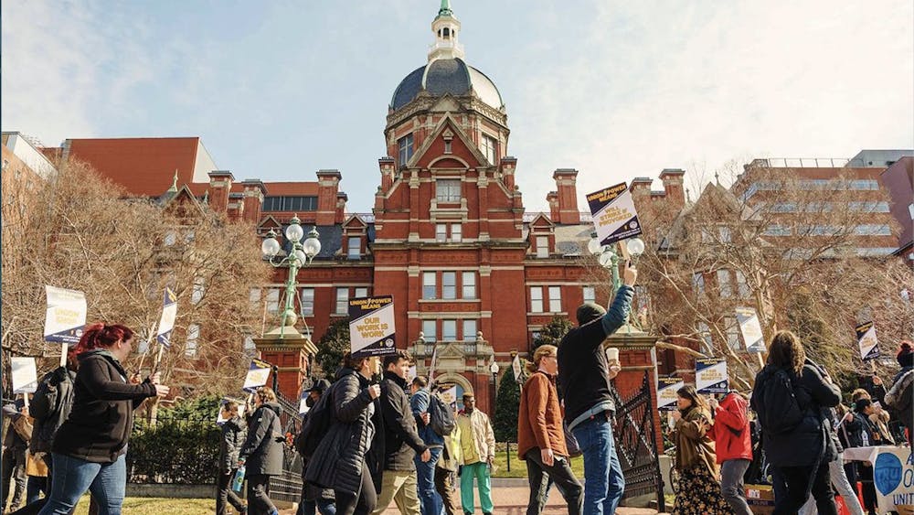 COURTESY OF TRU-UE
Graduate student union leaders gave speeches and organized a picket line for a better a better contract.