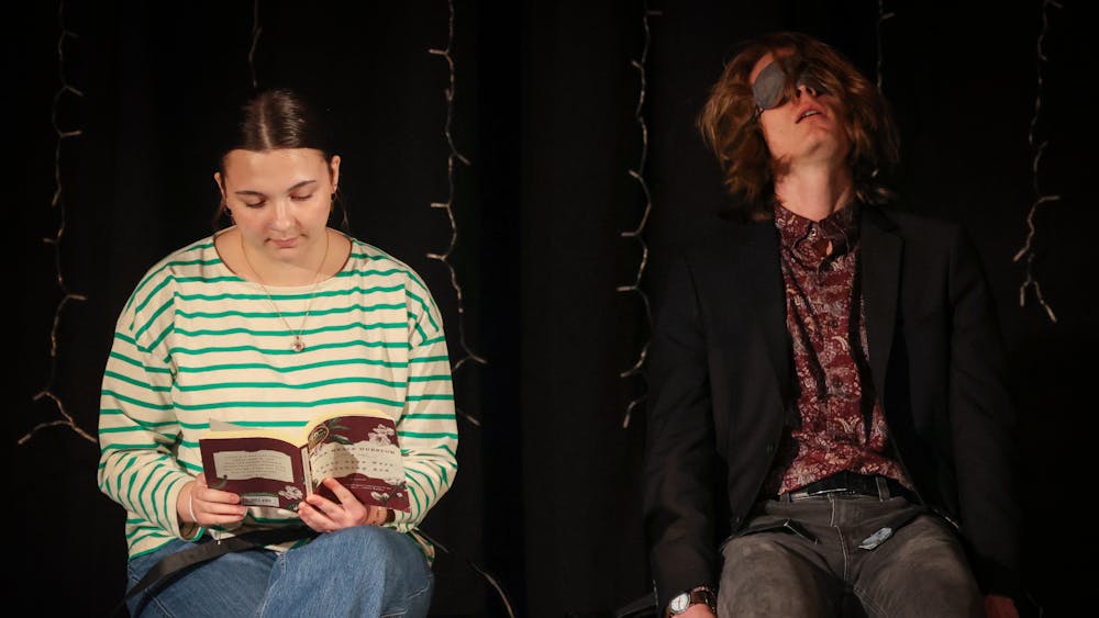 COURTESY OF STEVEN SIMPSON
Margaret (McKenzie Christiansen; left) is about to learn some troubling news from Gregory (Benjamin Roberts; right).