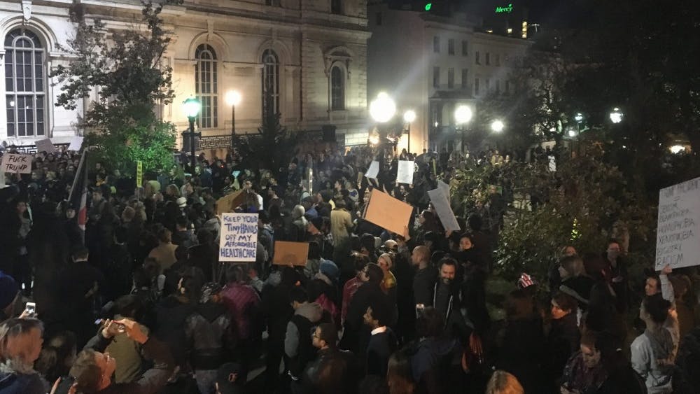  COURTESY OF ROLLIN HU
Students and Baltimoreans protested Trump's victory Thursday night.