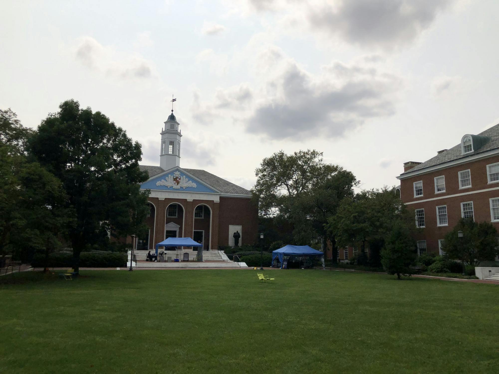 COURTESY OF RUDY MALCOM
The few students living in University housing are regularly tested for COVID-19 in front of Shriver Hall.