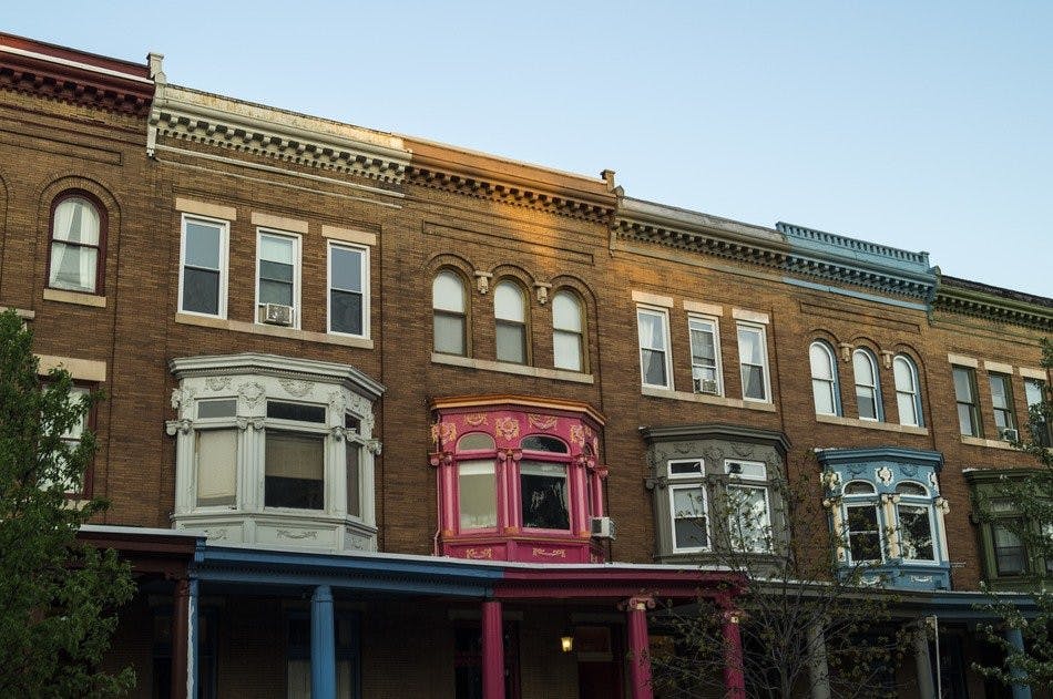 Jeneva Stiles/CC0
A Baltimore street lined with iconic row houses.