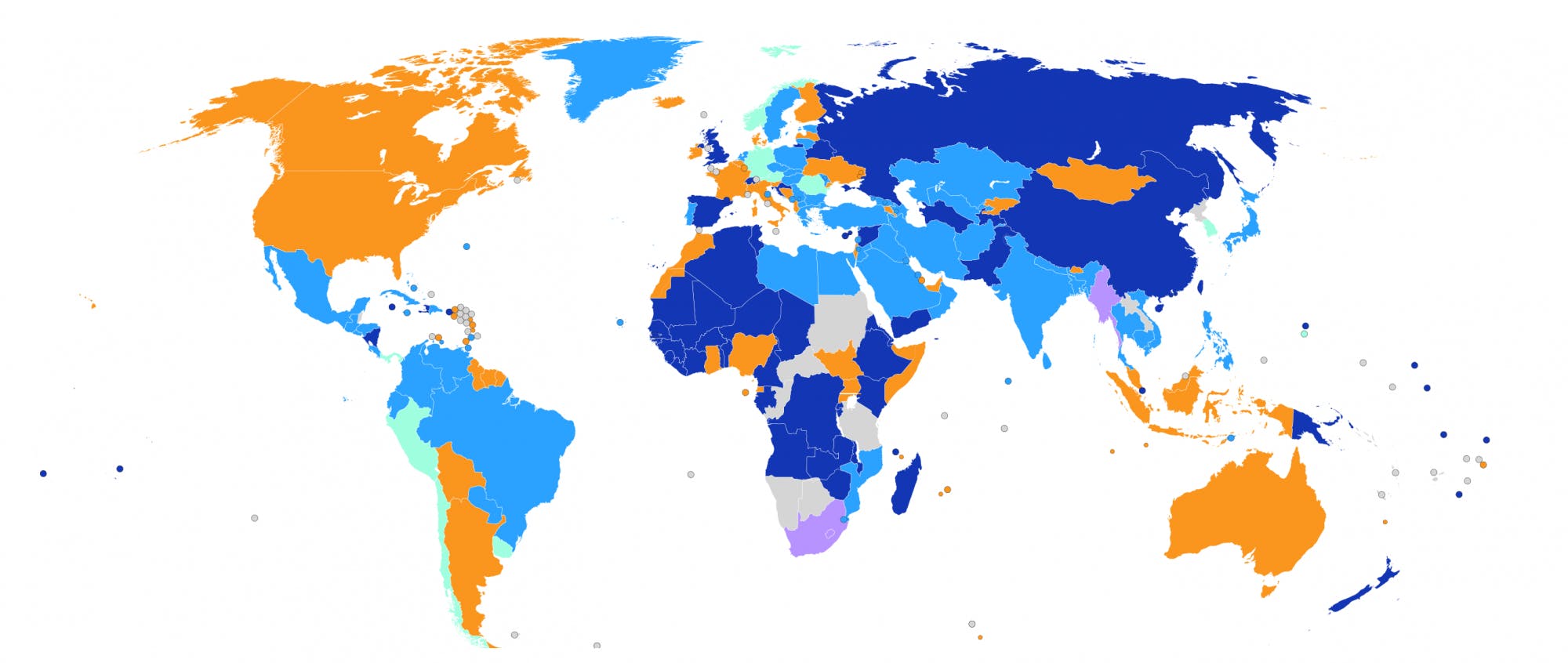 COURTESY OF ESCHOOL+ INITIATIVE&nbsp;
In response to the COVID-19 pandemic, every country is educating its students differently. This global map examines school status and education modality as of April 5, 2021.&nbsp;