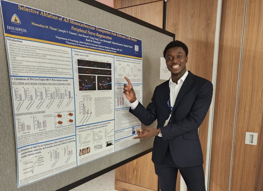 COURTESY OF MAMADOU THIAM&nbsp;
Thiam is a University Undergraduate Research Fellow conducting research in nerve regeneration and energy metabolics