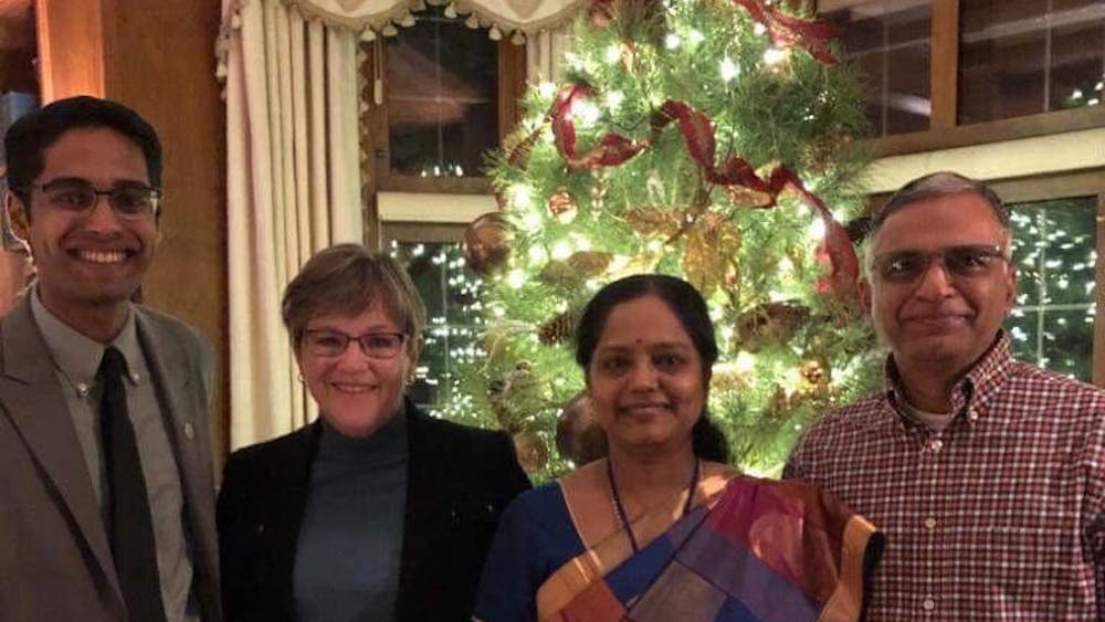 COURTESY OF VIJAY RAMASAMY
Ramasamy is pictured on the left, along with with Laura Kelly, the governor of Kansas, and his parents. 