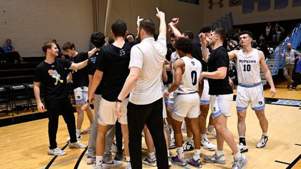 COURTESY OF HOPKINSSPORTS.COM
Men's basketball responded over the weekend with a dominant win over Dickinson in the Wall-O'Mahony Game.