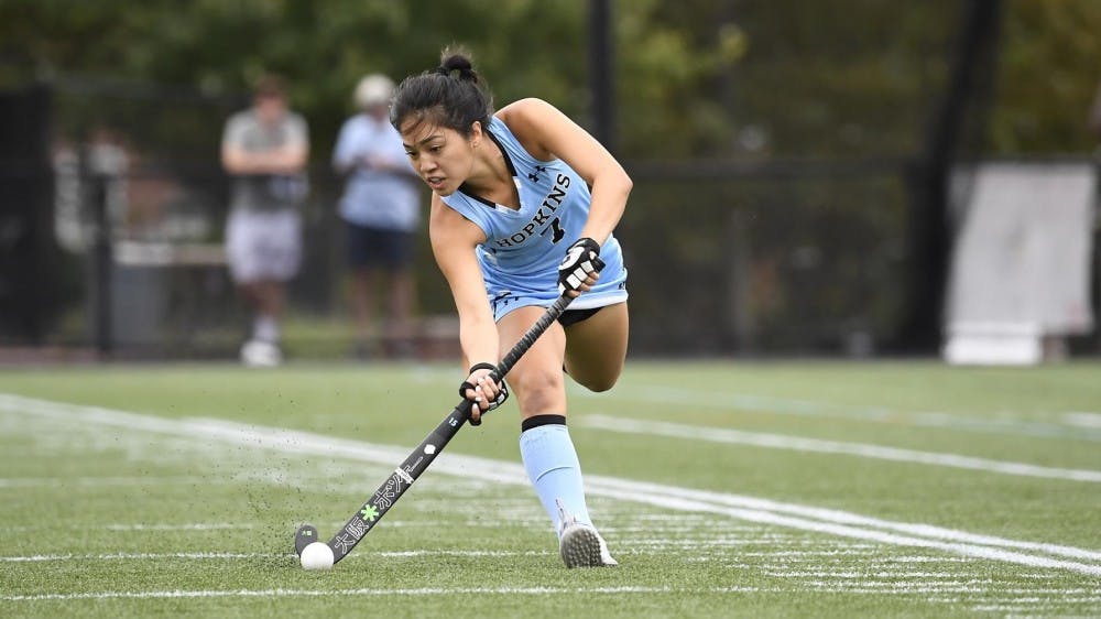 HOPKINSSPORTS.COM
The field hockey team is undefeated in Conference play this year.