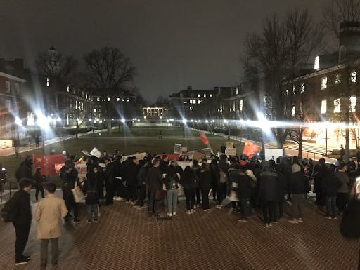 COURTESY OF EMILY MCDONALD
Tie and Zhang argue that Hong Kong protestors shouldn’t speak on campus, while Lee disagrees.