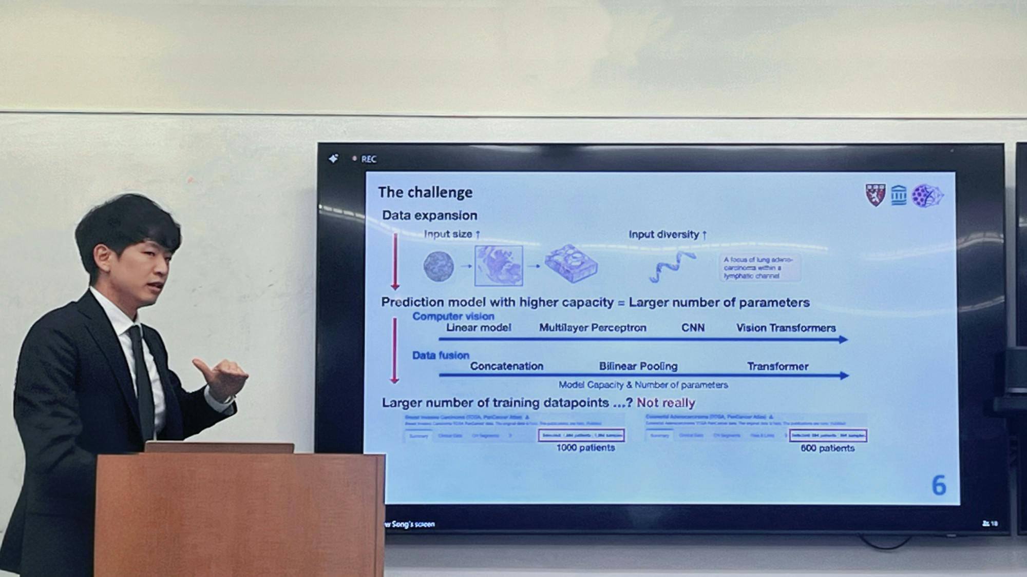 COURTESY OF ANNIE HUANG
Song examined how AI can be used to drive toward more accurate, patient-specific predictions in cancer treatment.