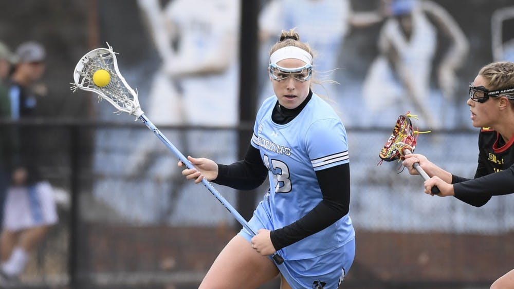 HOPKINSSPORTS.COM
Sophomore Mackenzie Heldberg led the Jays with six goals against Rutgers.