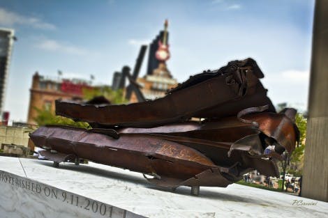  COURTESY OF PAUL CERESINI VIA FLICKR
The 22-foot-long steel artifact from the Twin Towers is the main feature of the 9/11 Memorial of Maryland at Baltimore's World Trade Center.