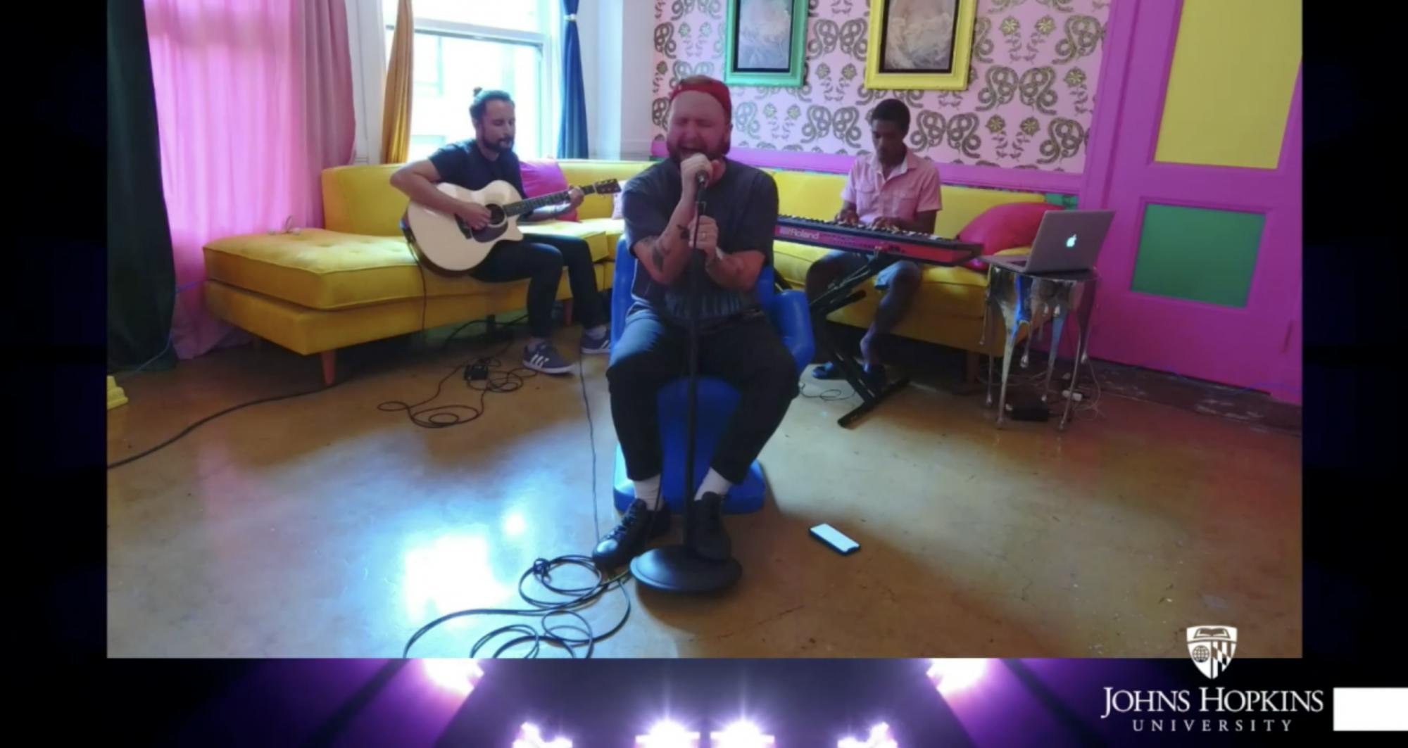 COURTESY OF SOPHIA LIN
Guest Quinn XCII sings via livestream at the annual Hoptoberfest annual concert.