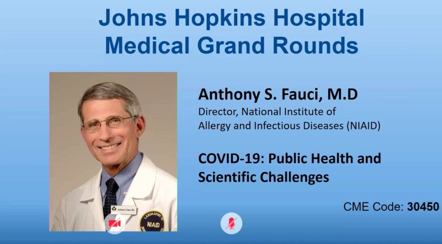 COURTESY OF JOHNS HOPKINS
Fauci believes that the development of mRNA vaccines for COVID-19 will embolden &nbsp;pharmaceutical companies to create avant-garde treatments for diseases like AIDS.