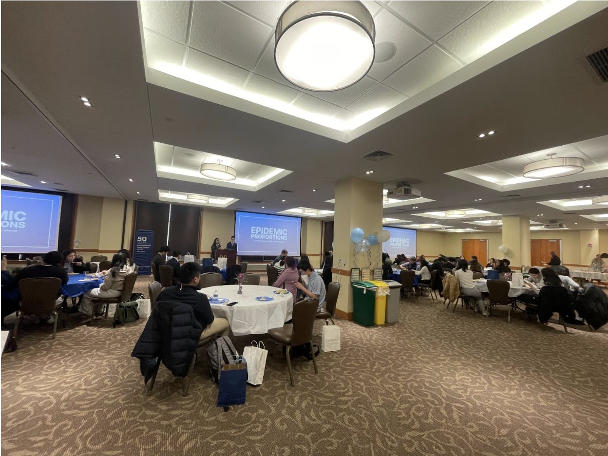 COURTESY OF LEO QI
Students gathered to hear speeches from members of Epidemic Proportions during its 20th anniversary celebration.