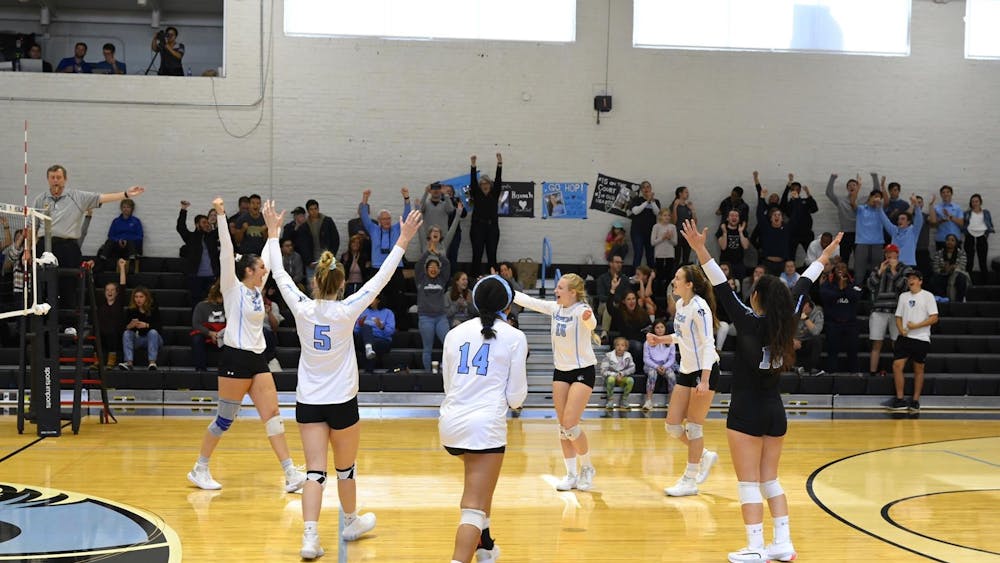 HOPKINSSPORTS.COM
The Blue Jays did not drop a set in Centennial Conference play all season.