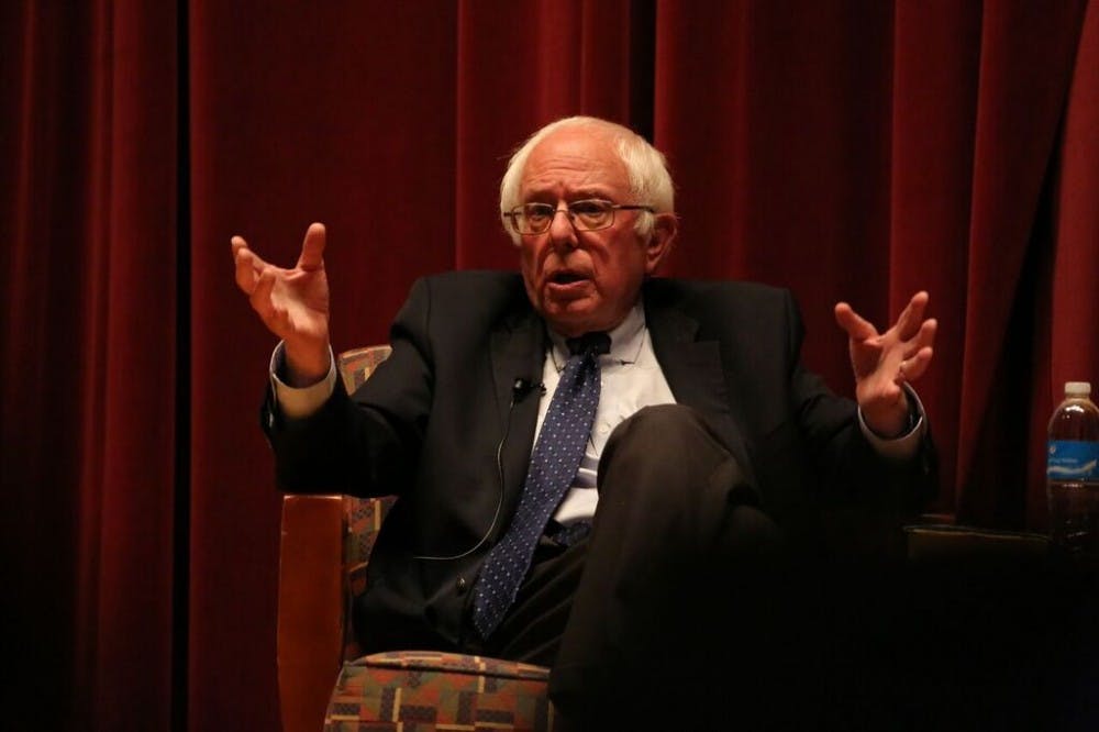 COURTESY OF DAVID SAVELIEV
Bernie Sanders participated in a Q&A with President Daniels after his speech.