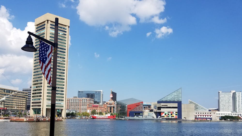 COURTESY OF ARIELLA SHUA
A view of the Inner Harbor waterfront, aquarium, and power plant.