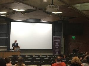  COURTESY OF SAMANTHA SETO
 Students gathered in Mudd Hall to listen to VWP founder Ron Capps.