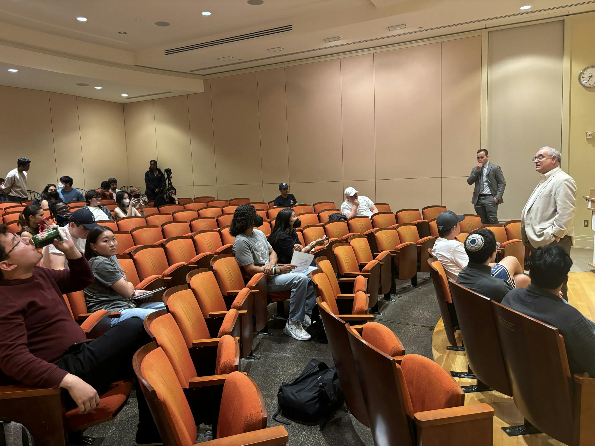 COURTESY OF MAYA BRITTO.
Executive Director of the Center for Immigration Studies Mark Krikorian speaks to students at Hopkins.&nbsp;