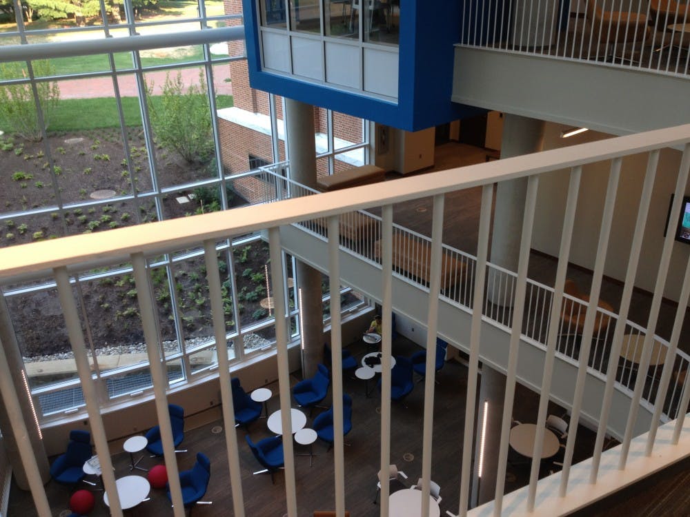 A view from "M-level" towards the lower floors. 