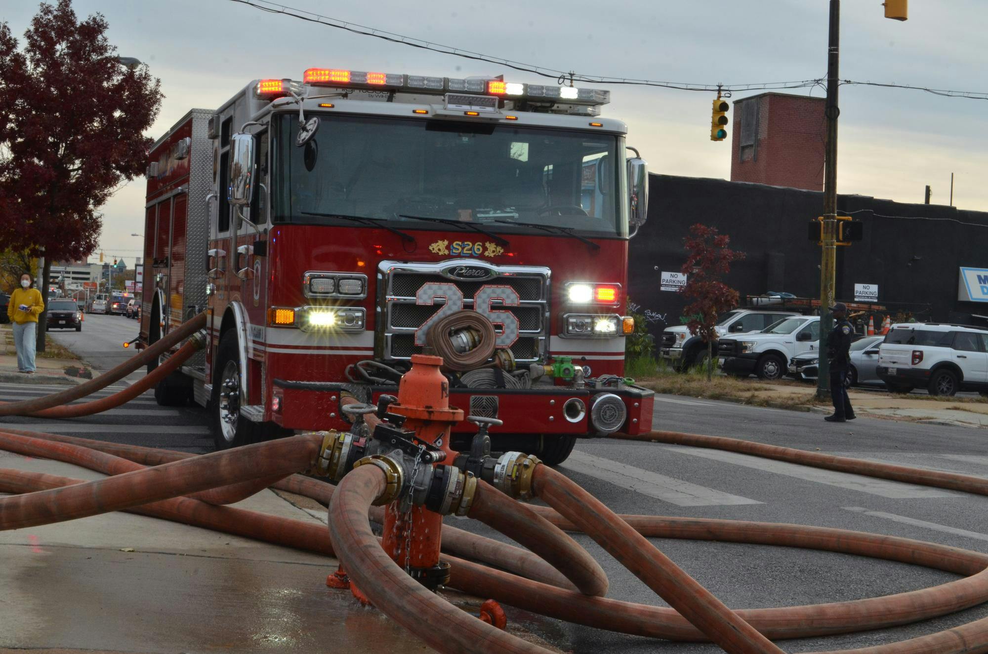 JOSHUA LONSTEIN AND ERIC WANG / THE NEWS-LETTER
The News-Letter&nbsp;covered updates on two large fires near campus, one in Remington on Nov. 7 and one in Hampden on Nov. 10. Students reported seeing smoke and hearing fire-truck sirens on the Homewood campus. No injuries have been reported.
