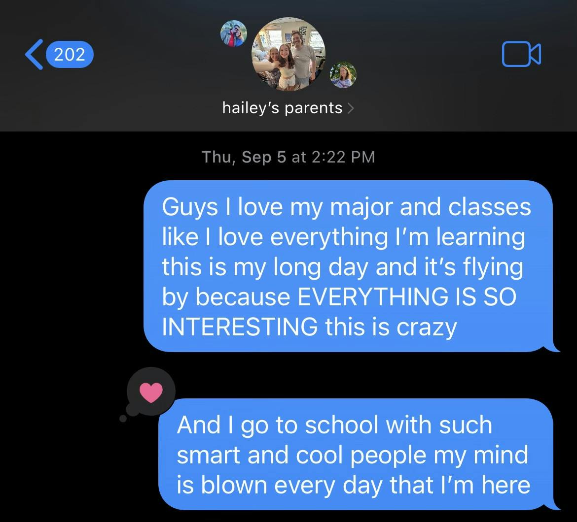 COURTESY OF HAILEY FINKELSTEIN
Finkelstein expresses her gratitude for being surrounded by inspiring peers at Hopkins.