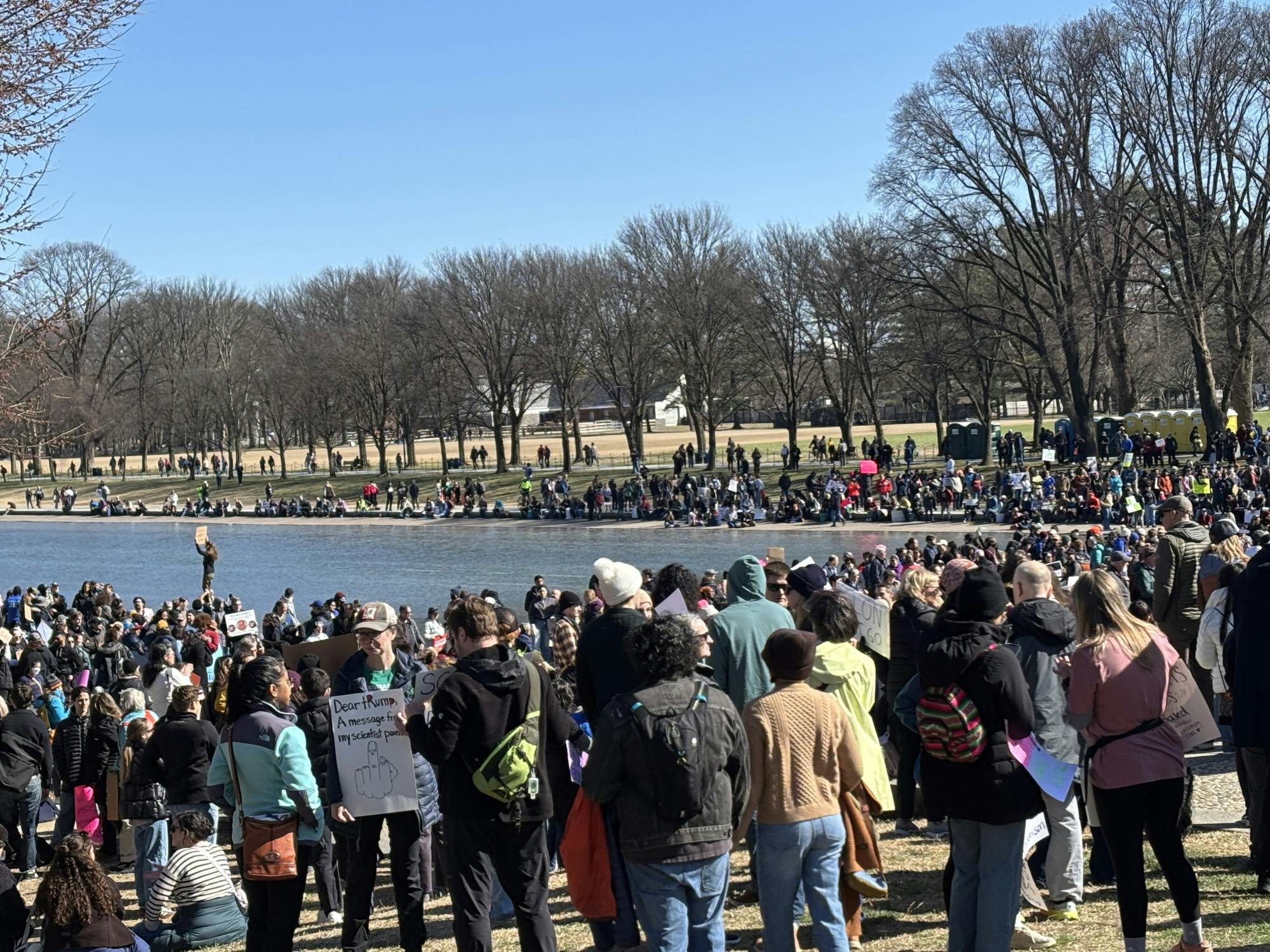 COURTESY OF LANA SWINDLE
Protestors gathered at the Lincoln Memorial to support funding for scientific research in light of recent cuts by the Trump administration.