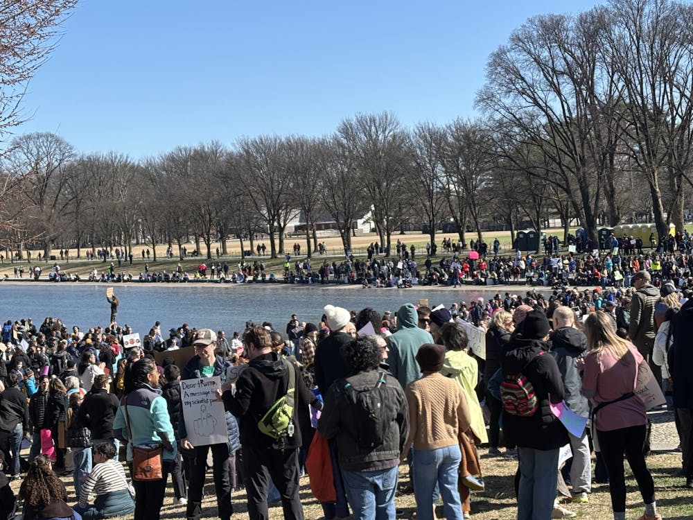 COURTESY OF LANA SWINDLE
Protestors gathered at the Lincoln Memorial to support funding for scientific research in light of recent cuts by the Trump administration.