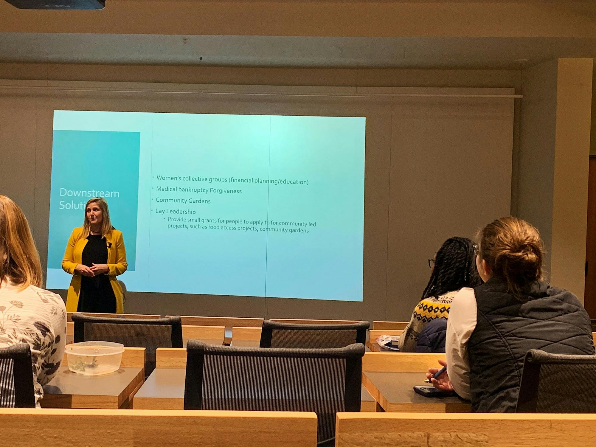 COURTESY OF NOELA LU
Mendenhall explained how diabetes is linked to trauma and poverty.