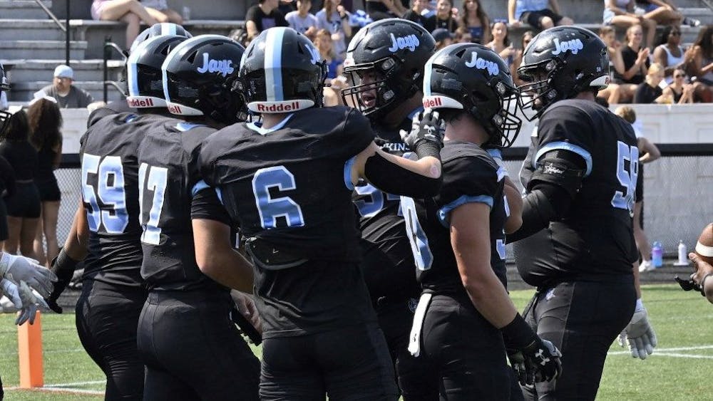 COURTESY OF HOPKINSSPORTS.COM
Hopkins football trumps past conference-rival Juniata in their first home game of the season.