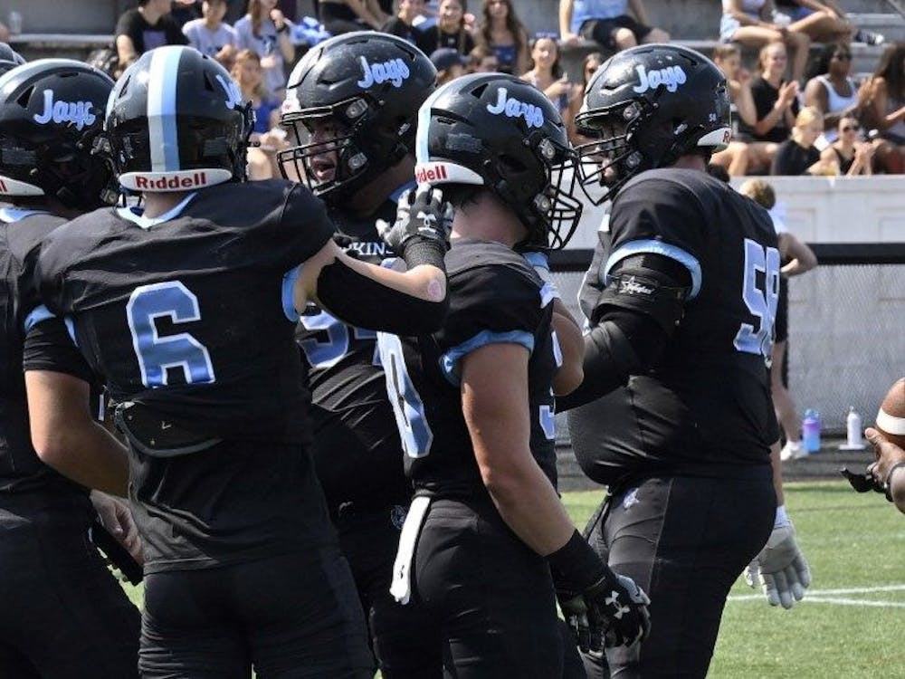 COURTESY OF HOPKINSSPORTS.COM
Hopkins football trumps past conference-rival Juniata in their first home game of the season.