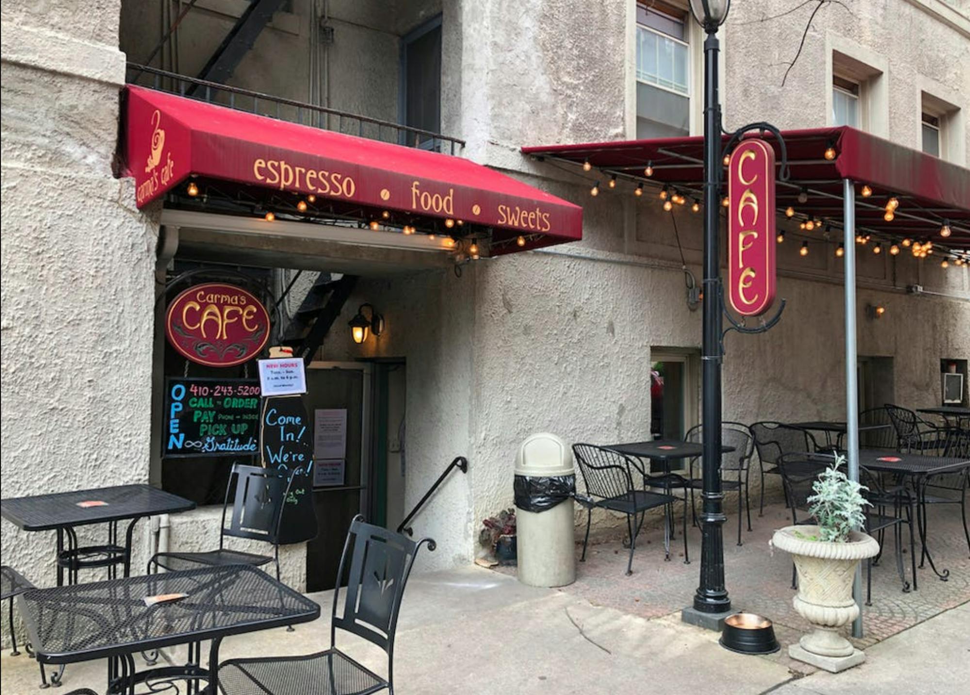 COURTESY OF SARAH Y. KIM
Despite lessened restrictions in Baltimore, Carma’s Cafe will not provide indoor seating due to its small size.&nbsp;