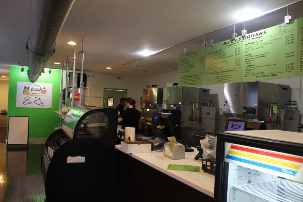  Courtesy of SAMHITA ILANGO
 Bo Z’s Burgers, which opens its doors for the first time Oct. 15, offers a wide variety of burgers, hot dogs, sandwiches, salads, french fries, milkshakes and other beverages.