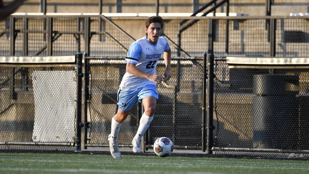 HOPKINSSPORTS.COM
Connor Jacobs’ opening goal in the 43rd minute was his first of the year.