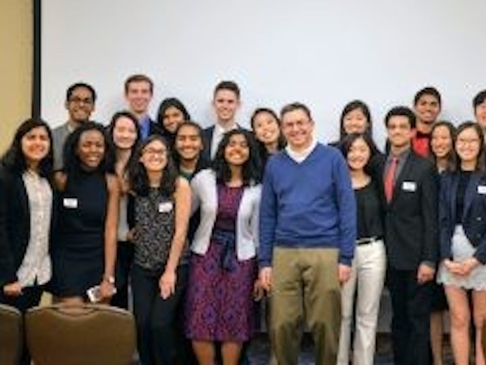 Courtesy of Sandra hong
Members of the Public Health Student Forum staff pose with keynote speaker, Dr. Joshua Sharfstein.