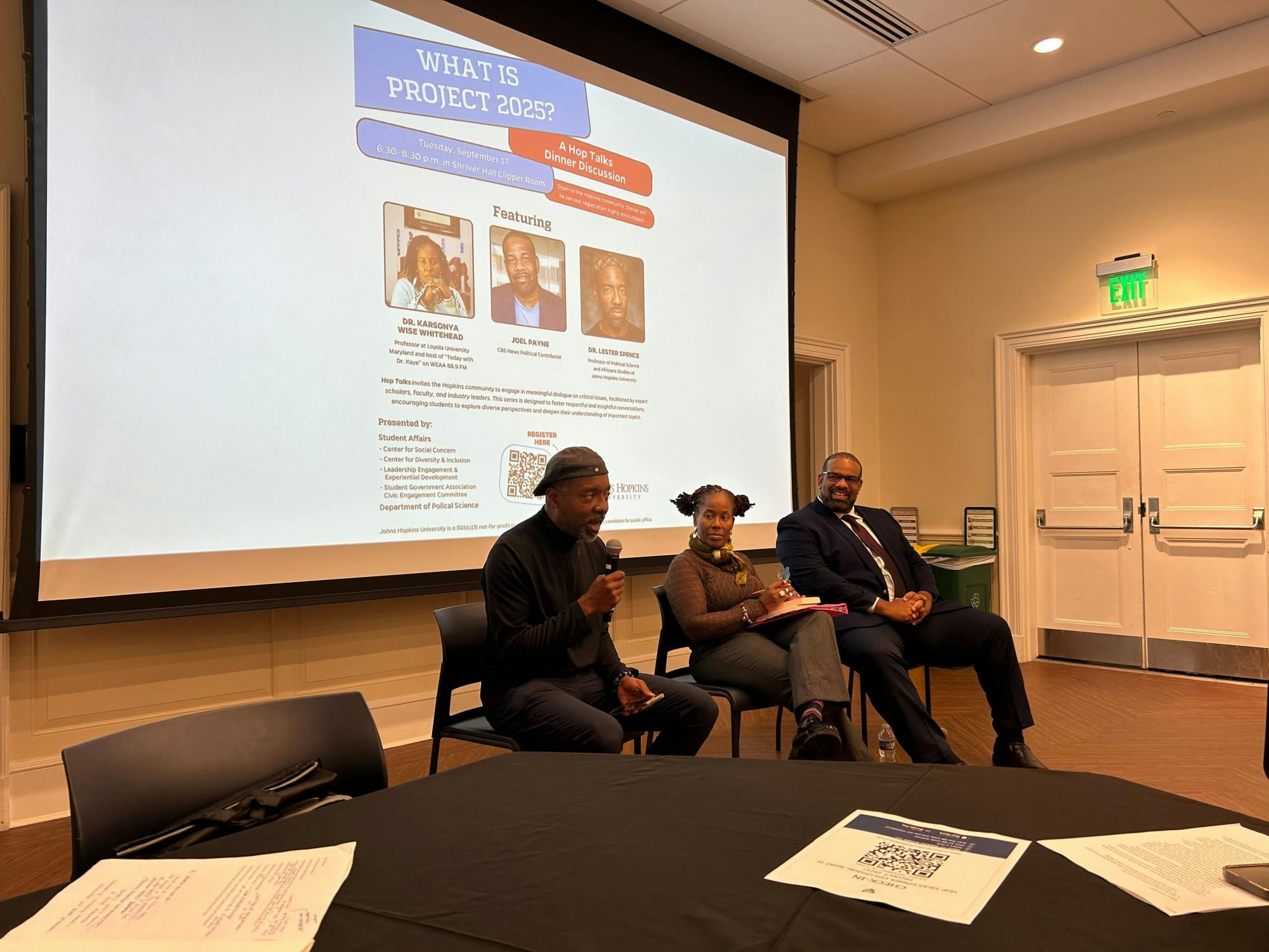 COURTESY OF RILEY STRAIT
In a dinner discussion hosted by the CSC, students, faculty and others unpack the meaning of “Project 2025”.