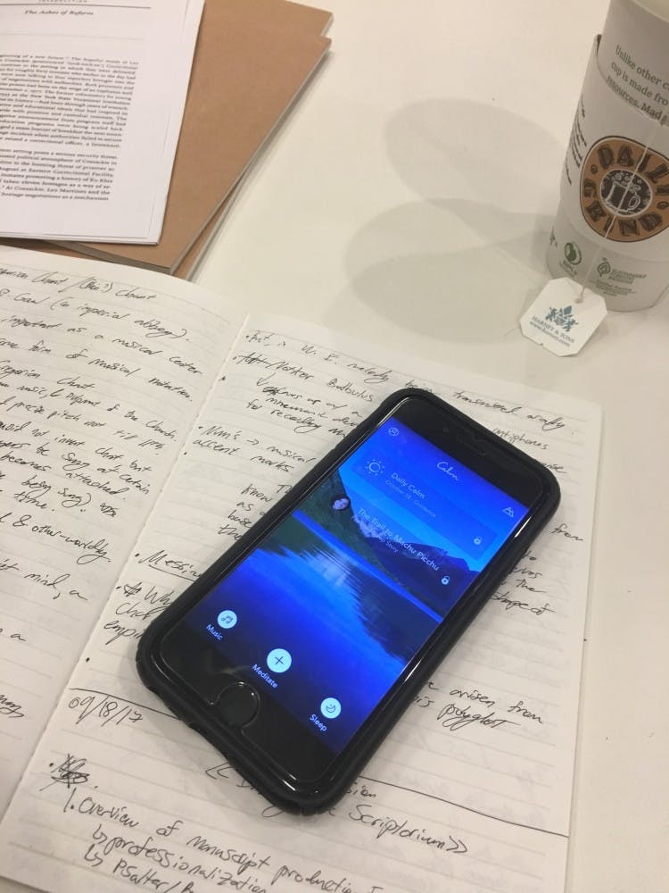 COURTESY OF SAM FOSSUM
Calm offers guided meditation exercises to Hopkins affiliates for free.