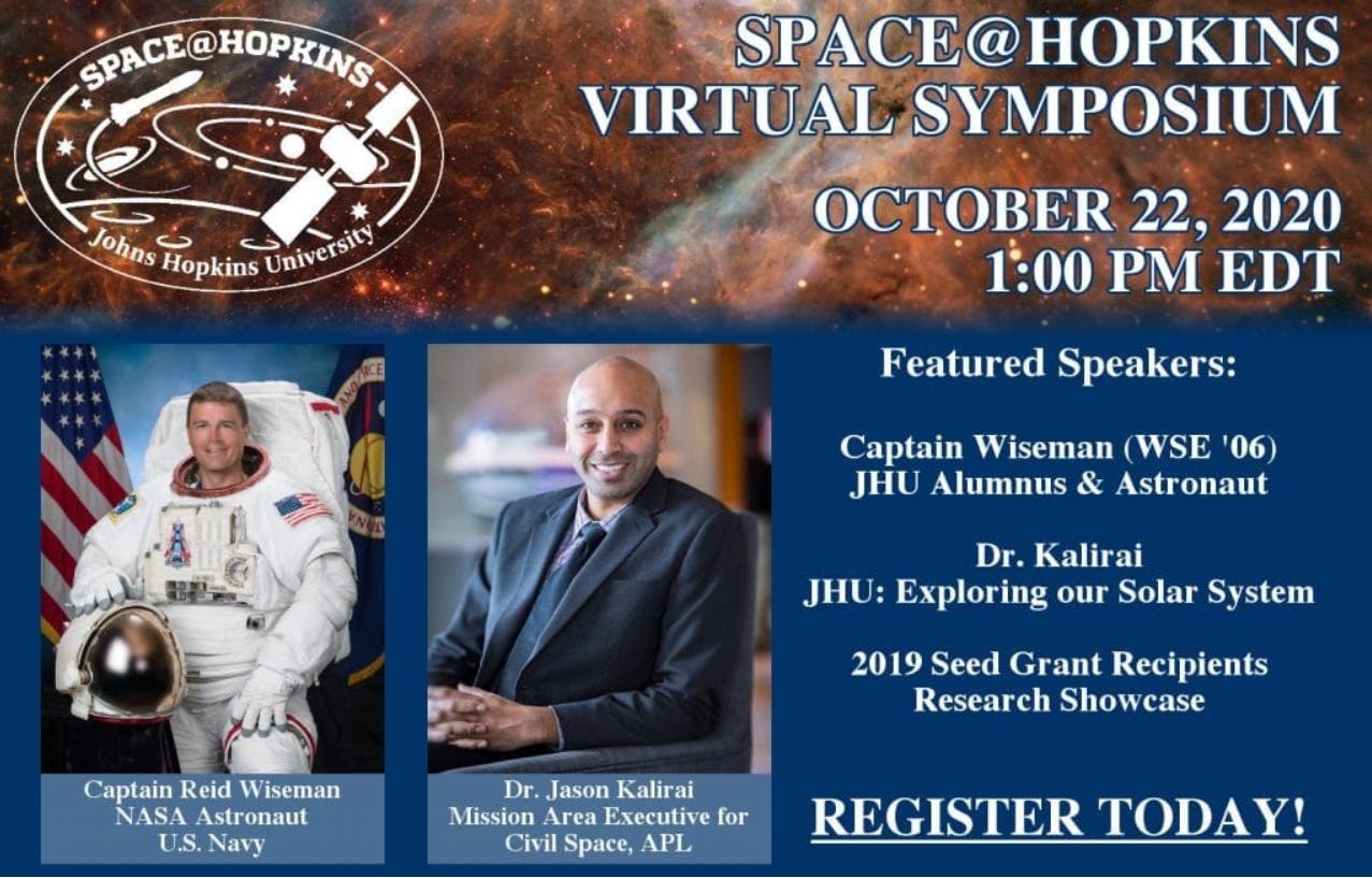 &nbsp;COURTESY OF JOHNS HOPKINS UNIVERSITY
Topics at the Space@Hopkins Virtual Symposium ranged from heliophysics to astrobiology.&nbsp;