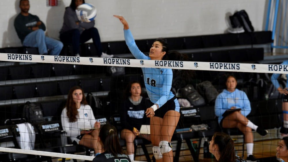 HOPKINSSPORTS.COM
Despite going to a fourth set against the 24th-ranked Ithaca, Hopkins still couldn’t be beat.