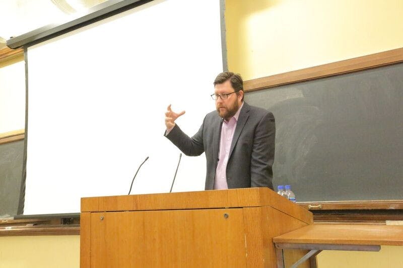 DAVID SAVELIEV/PHOTOGRAPHY STAFF
The John Quincy Adams Society hosted Duss, who talked about U.S. involvement in Saudi Arabia on Saturday.