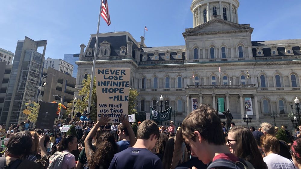 Courtesy of Jacqueline Vargas
Baltimore students demonstrated outside of City Hall to bring attention to the climate crisis.