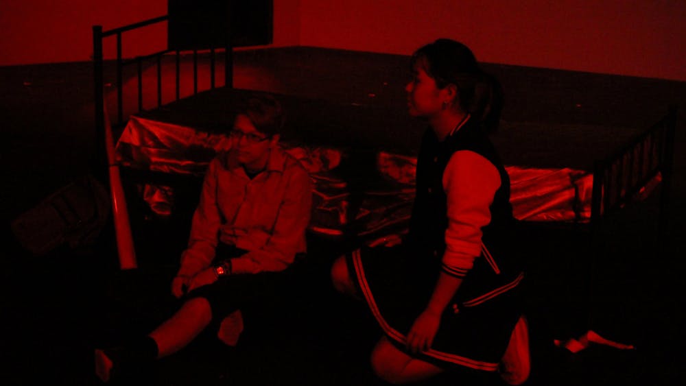 COURTESY OF LIESEL ARAUZ VALLECILLO
Actors Kirsten Choi and Yona Levine onstage in the play Scream Slay Replay.