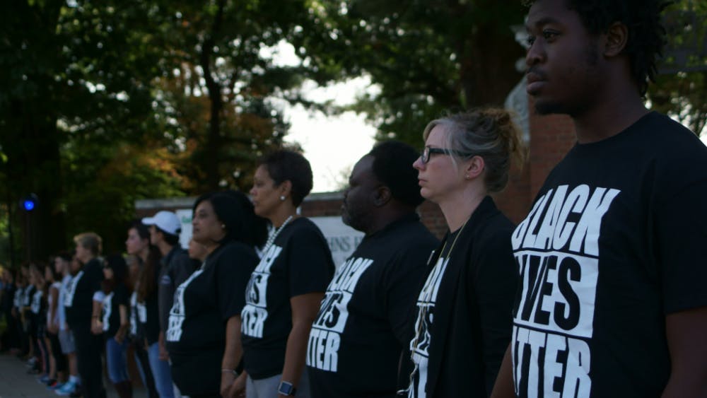COURTESY OF KUNIL MAITI
Around 400 members of the Hopkins community demonstrated in support of Black Lives Matter last Friday.