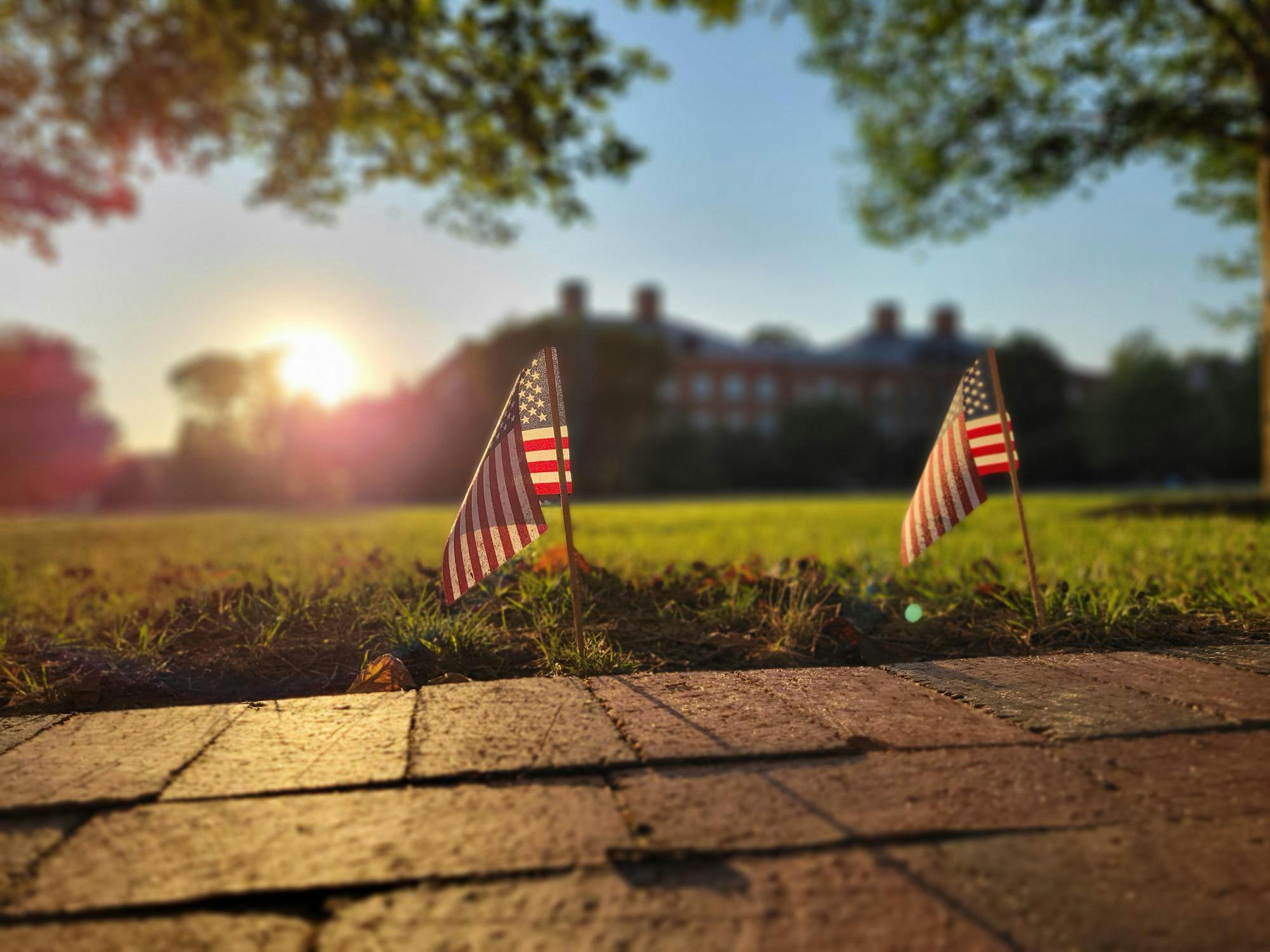 COURTESY OF ERIC WANG
The College Republicans, College Democrats and Hopkins Political Union collaborated to place 2,977 American flags on Decker Quad to commemorate the Sept. 11th, 2001, terrorist attacks.