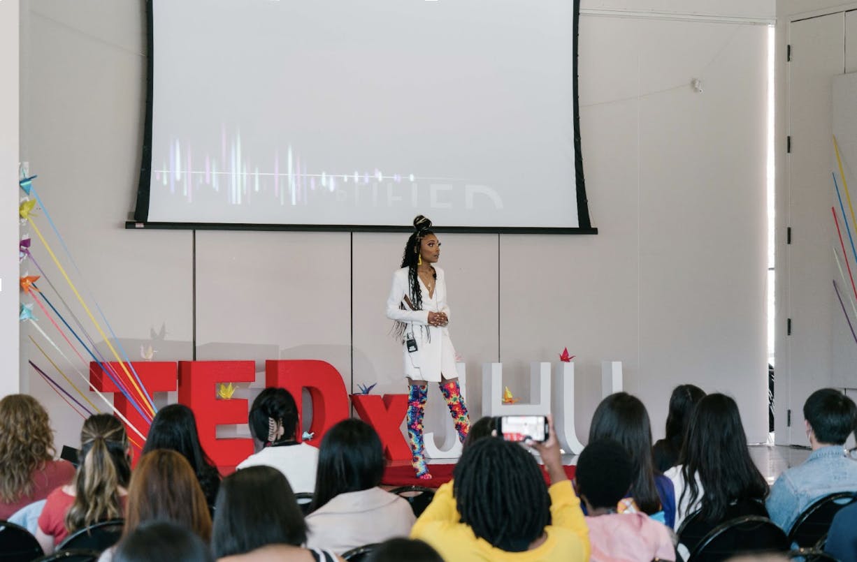 COURTESY OF FRANK SHI
Forte discussed their advocacy for LGBTQ youth at the TEDxJHU Main Event.