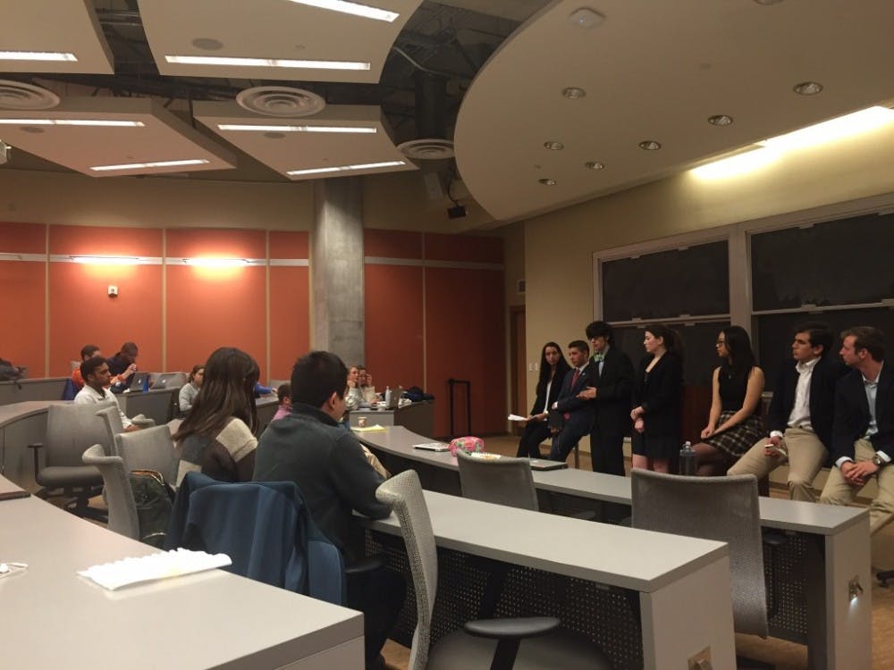  COURTESY of LILLY BARANY
SGA Executive Board candidates address BSU concerns about diversity on campus in a post debate Q&amp;A.