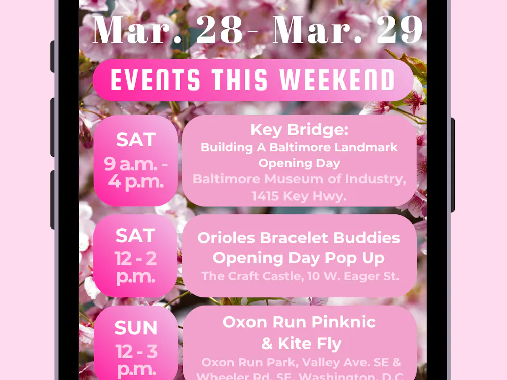 SYDNOR DUFFY / DESIGN & LAYOUT EDITOR
The weekend highlights events that capture the start of spring across Baltimore and beyond!