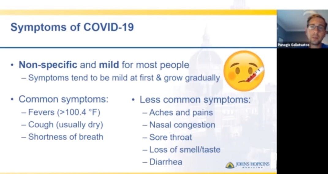 COURTESY OF &nbsp;PANAGIS GALIATSATOS
Fifty-five undergraduates, as well as students and professionals from the wider Hopkins community, have volunteered to teach K-12 students about COVID-19. &nbsp;