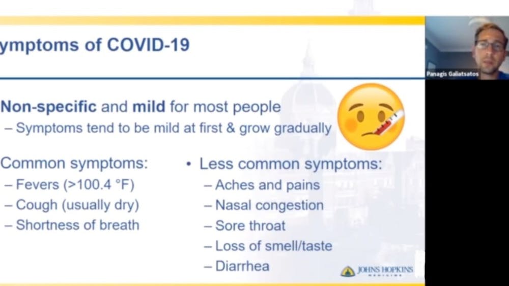 COURTESY OF PANAGIS GALIATSATOS
Fifty-five undergraduates, as well as students and professionals from the wider Hopkins community, have volunteered to teach K-12 students about COVID-19. 