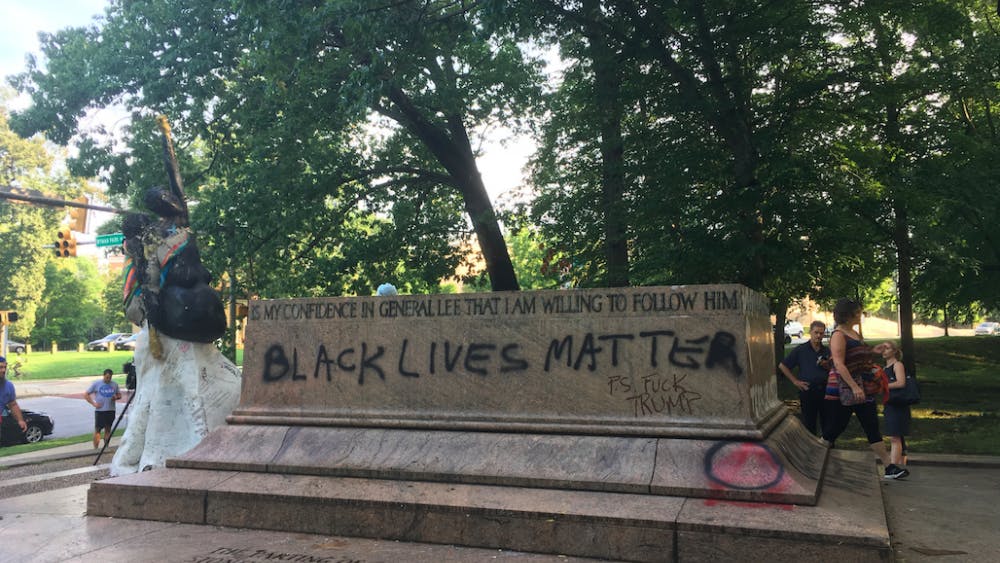 FILE PHOTO
The Lee-Jackson confederate monument was removed from Wyman Park Dell in August.