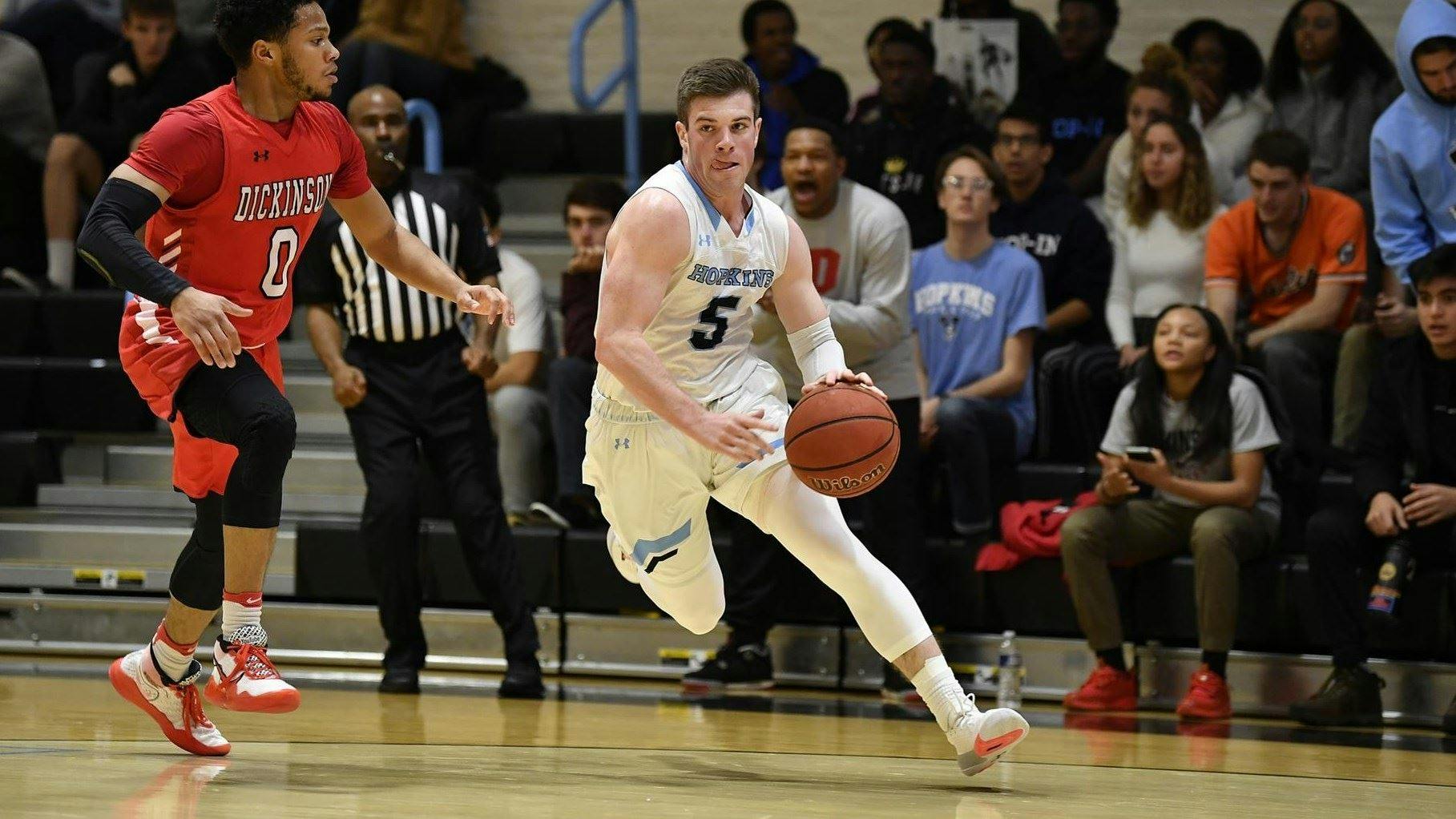 HOPKINSSPORTS.COM
Conner Delaney had an excellent shooting night, making 10 of 11 shots.